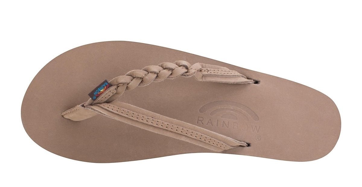 Rainbow Sandals Women's Flirty Braidy Single Layer Arch Support Leather Flip Flop - Dark Brown 4