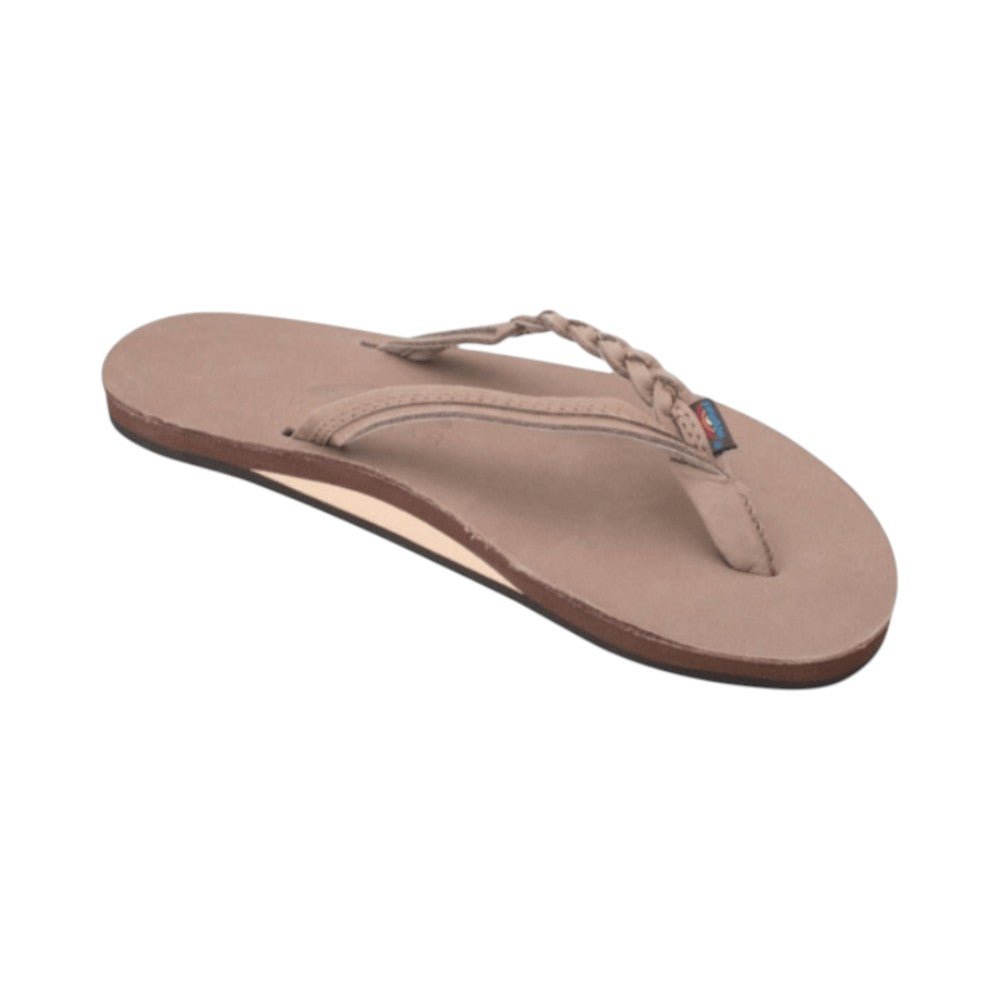 Rainbow Sandals Women's Flirty Braidy Single Layer Arch Support Leather Flip Flop - Dark Brown 1