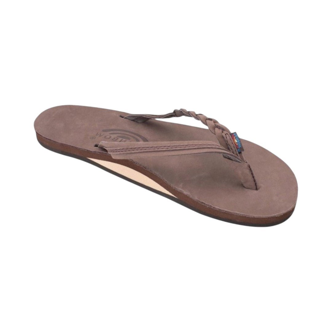 Rainbow Sandals Women's Flirty Braidy Single Layer Arch Support Leather Flip Flop - Expresso Brown 1
