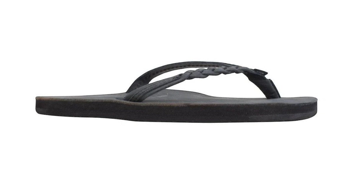 Rainbow Sandals Women's Flirty Braidy Single Layer Arch Support Leather Flip Flop - Premier Black 2