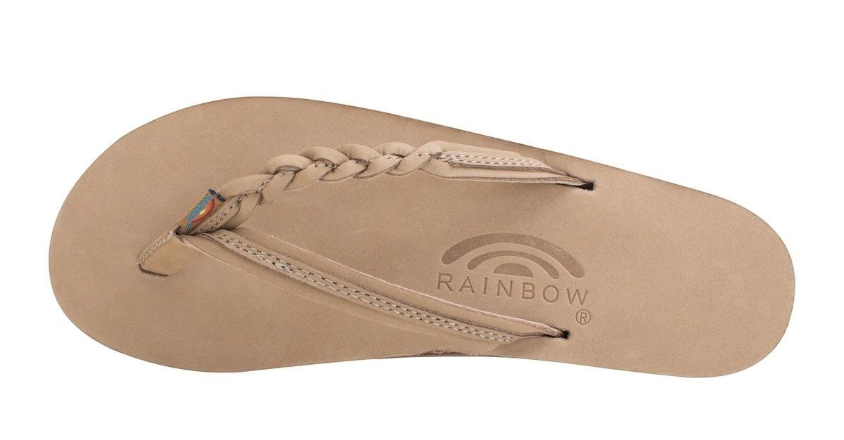 Rainbow Sandals Women's Flirty Braidy Single Layer Arch Support Leather Flip Flop - Sierra Brown 2