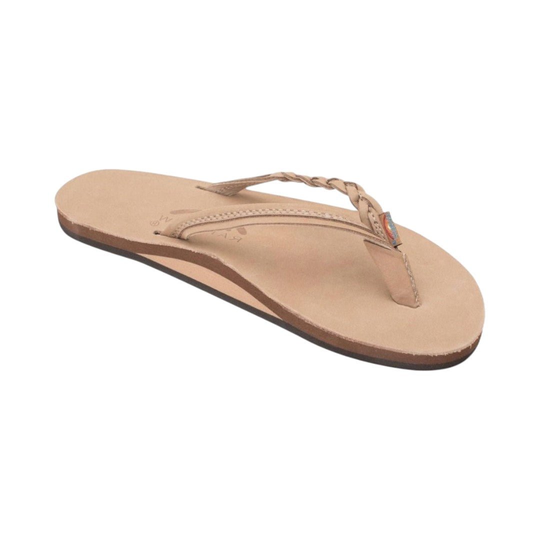 Rainbow Sandals Women's Flirty Braidy Single Layer Arch Support Leather Flip Flop - Sierra Brown 1