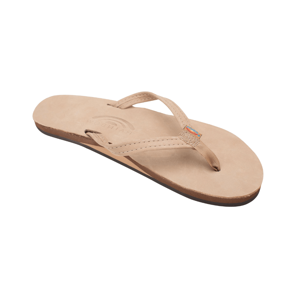Rainbow Sandals Women's Leather Single Layer Narrow Strap Sierra Brown Flip Flop 1