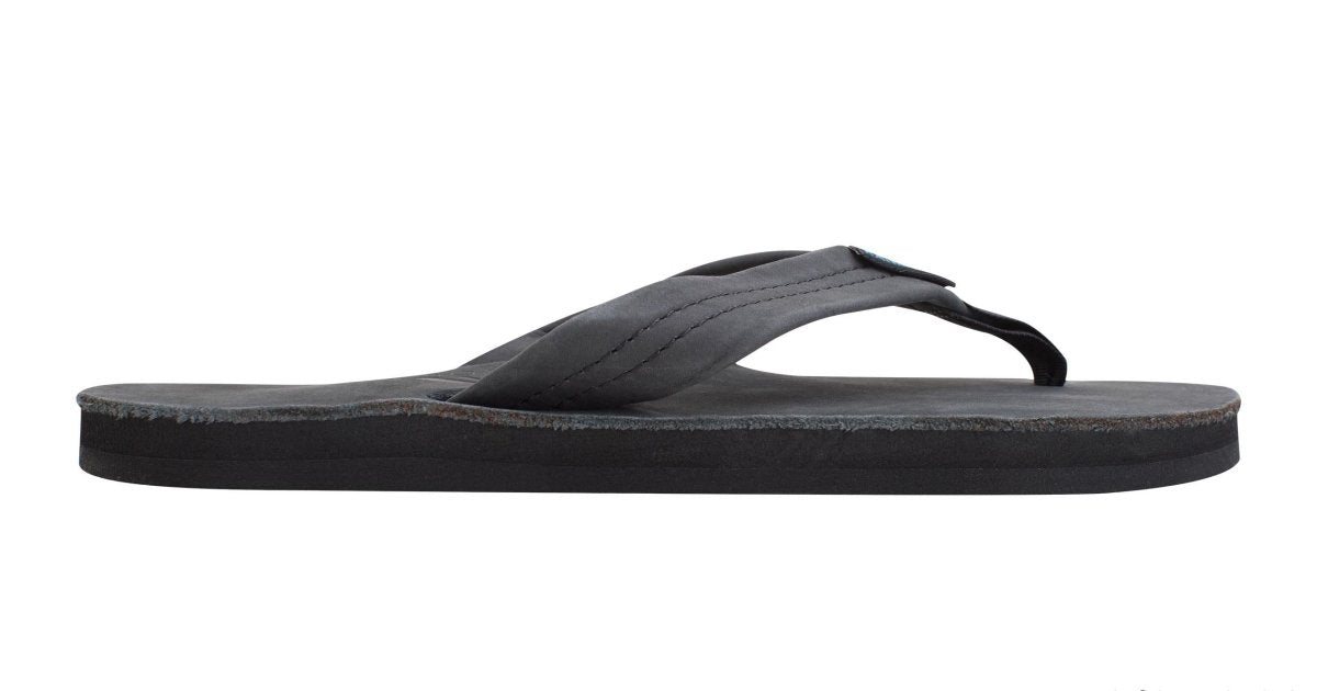 Rainbow Sandals Women's Leather Single Layer Wide Strap Black Flip Flop 5
