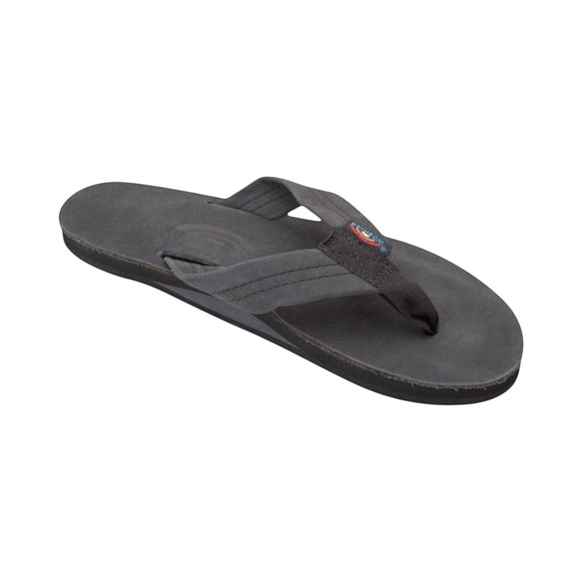 Rainbow Sandals Women's Leather Single Layer Wide Strap Black Flip Flop 1