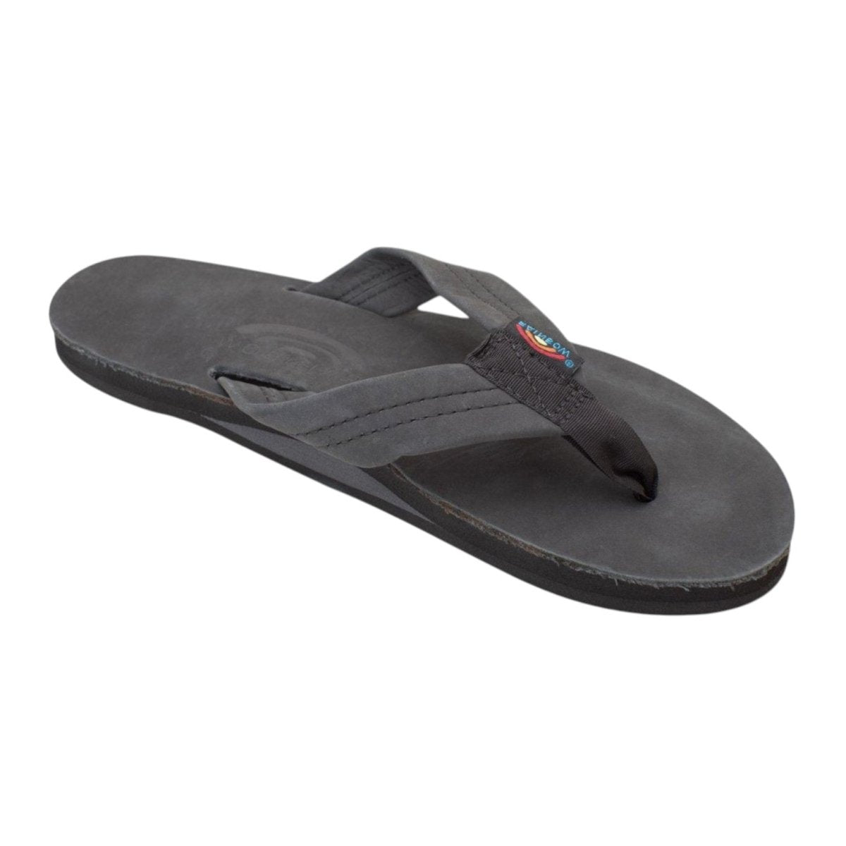 Rainbow Sandals Women's Leather Single Layer Wide Strap Black Flip Flop 1