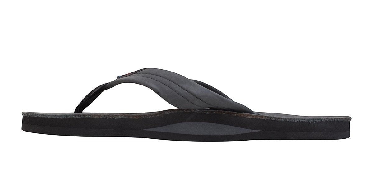 Rainbow Sandals Women's Leather Single Layer Wide Strap Black Flip Flop 2