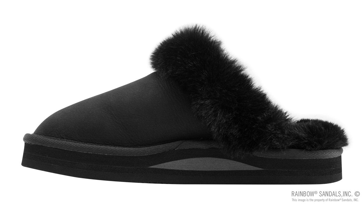 Rainbow Sandals Women's Sunset Snugs Premier Leather Black Slipper 3