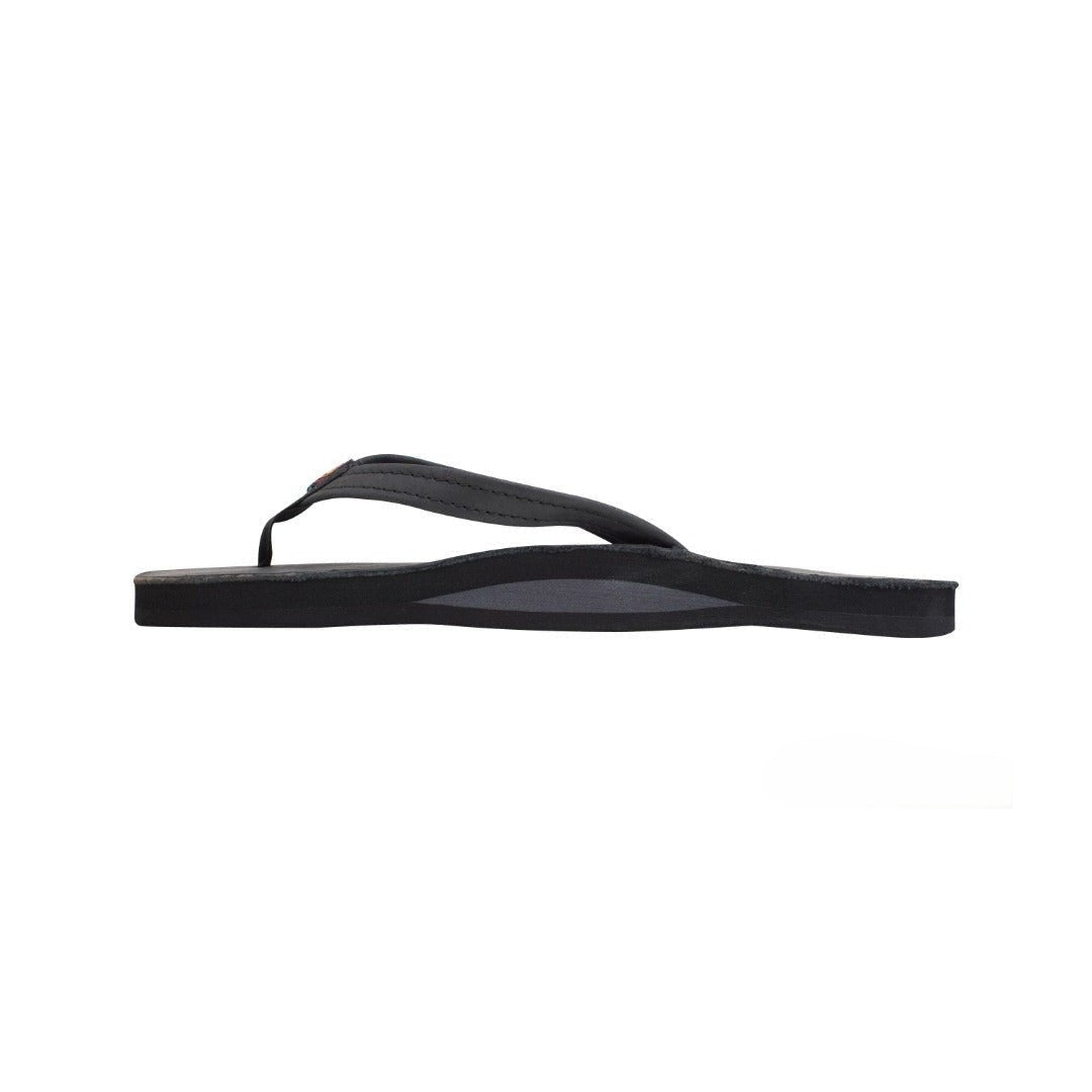 Rainbow Women's Sandal Narrow Strap Single Layers Black Classic Leather 5