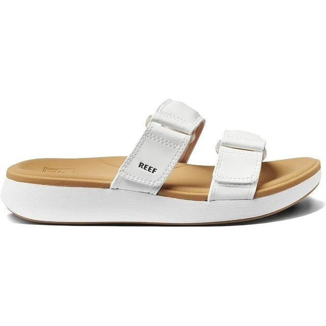 Reef Cushion Cloud White / Tan Women's Platform Slide Sandal 2