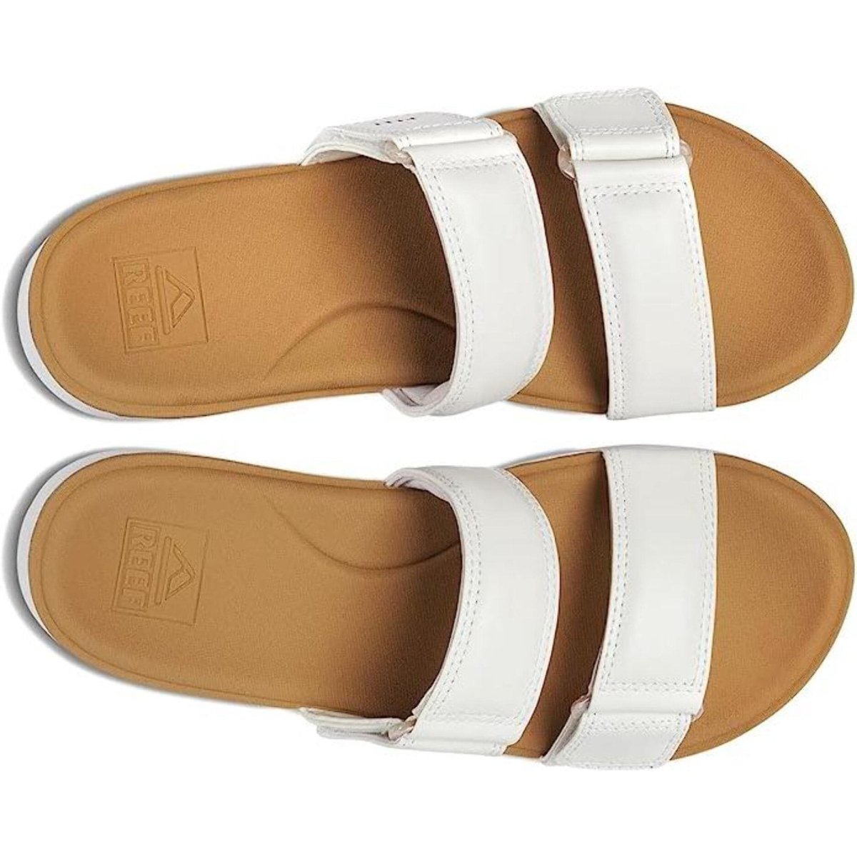Reef Cushion Cloud White / Tan Women's Platform Slide Sandal 4