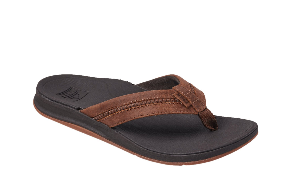Reef Leather Ortho-Bounce Coast Brown Men's Flip-Flop Sandal - Men's SandalReef