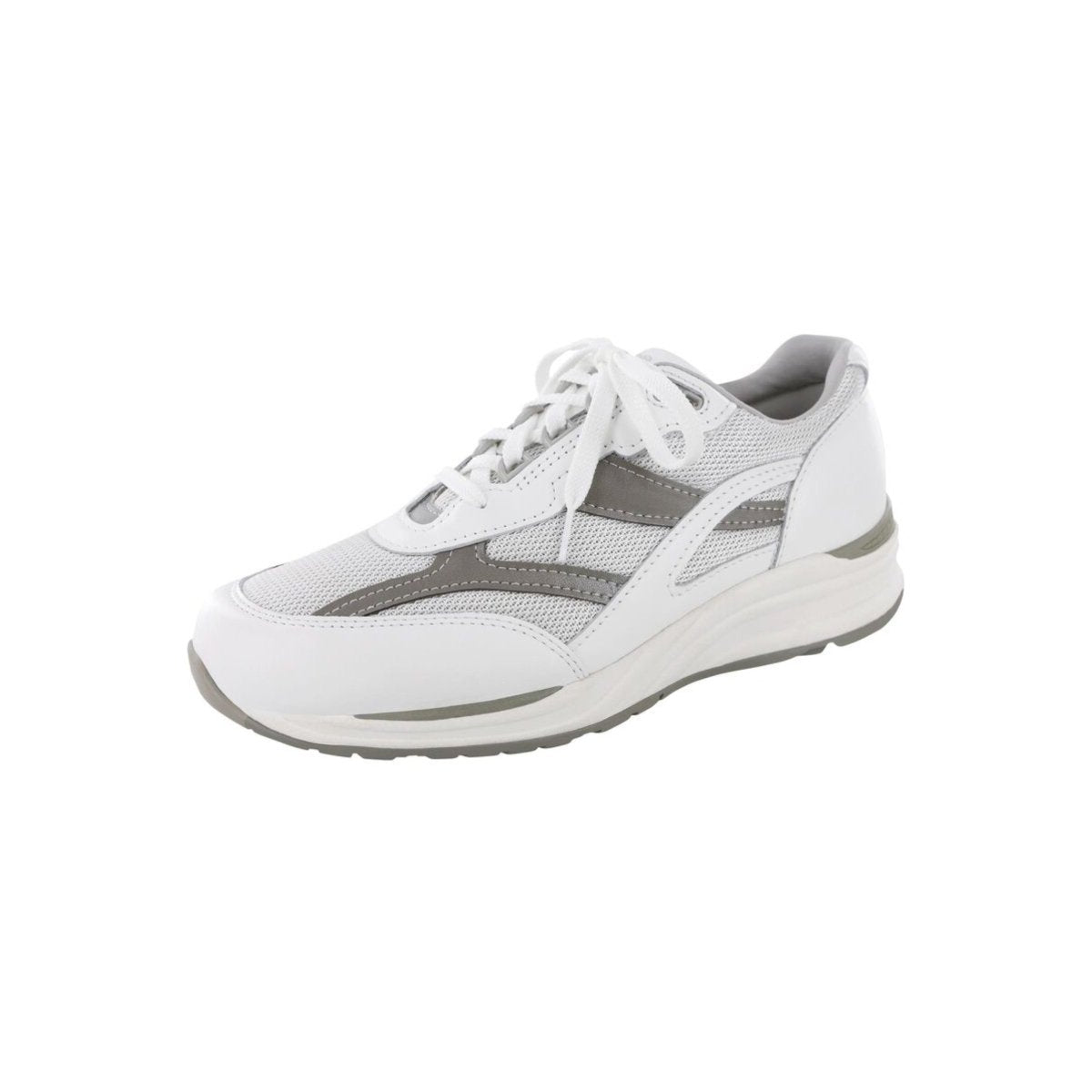 SAS Men's Journey Mesh Lightweight Sport Walking Shoe – White / Gray 8