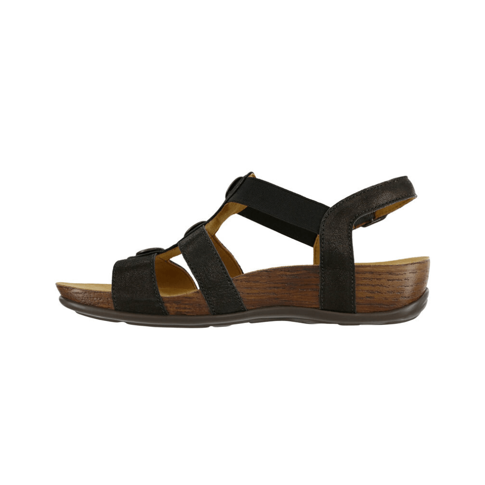 SAS Women’s Clover Triple-Strap Leather Sandal – Space Nero 5