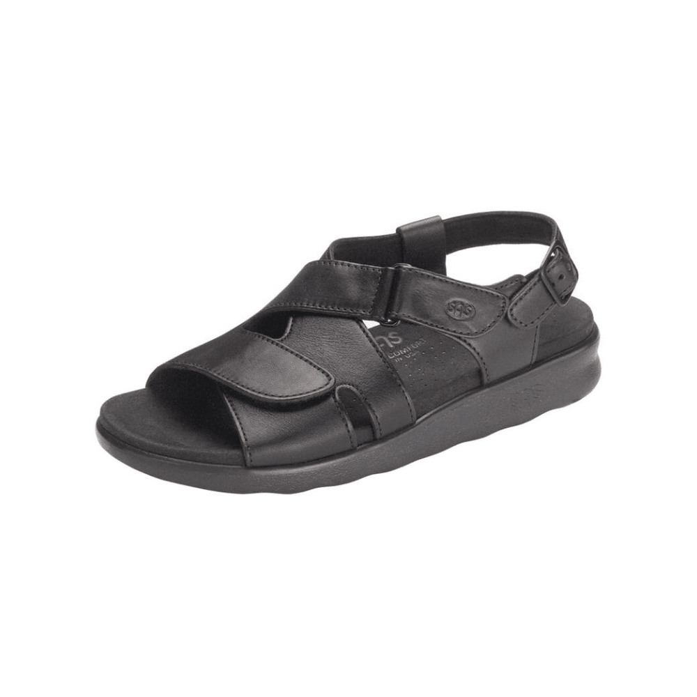 SAS Women's Huggy Cross Strap Adjustable Sandal - Black 6