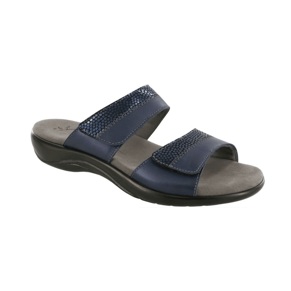 SAS Women's Nudu Slide Comfort Leather Sandal - Navy 1