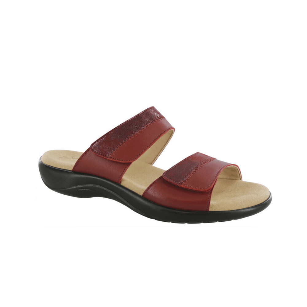 SAS Women's Nudu Slide Comfort Leather Sandal - Ruby/Cabernet 1
