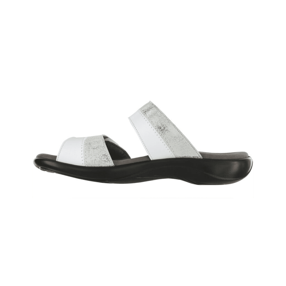 SAS Women's Nudu Slide Comfort Leather Sandal - White/Silver 5