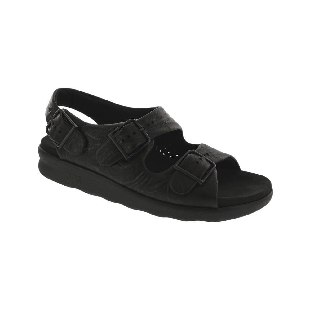 SAS Women’s Relaxed Supportive Leather Slip-On Shoe – Black Larse 1