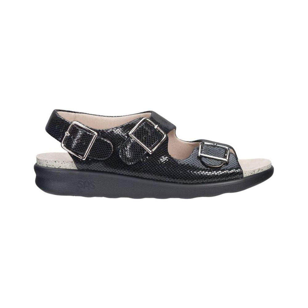 SAS Women’s Relaxed Supportive Leather Slip-On Shoe – Black Snake 6