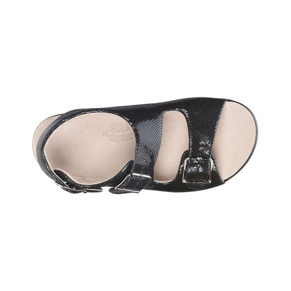 SAS Women’s Relaxed Supportive Leather Slip-On Shoe – Black Snake 3