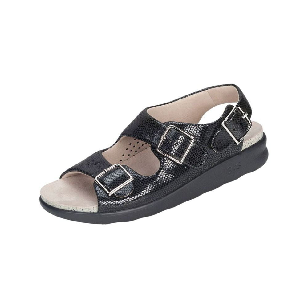 SAS Women’s Relaxed Supportive Leather Slip-On Shoe – Black Snake 4