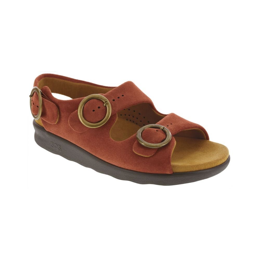 SAS Women’s Relaxed Supportive Leather Slip-On Shoe – Rust 1