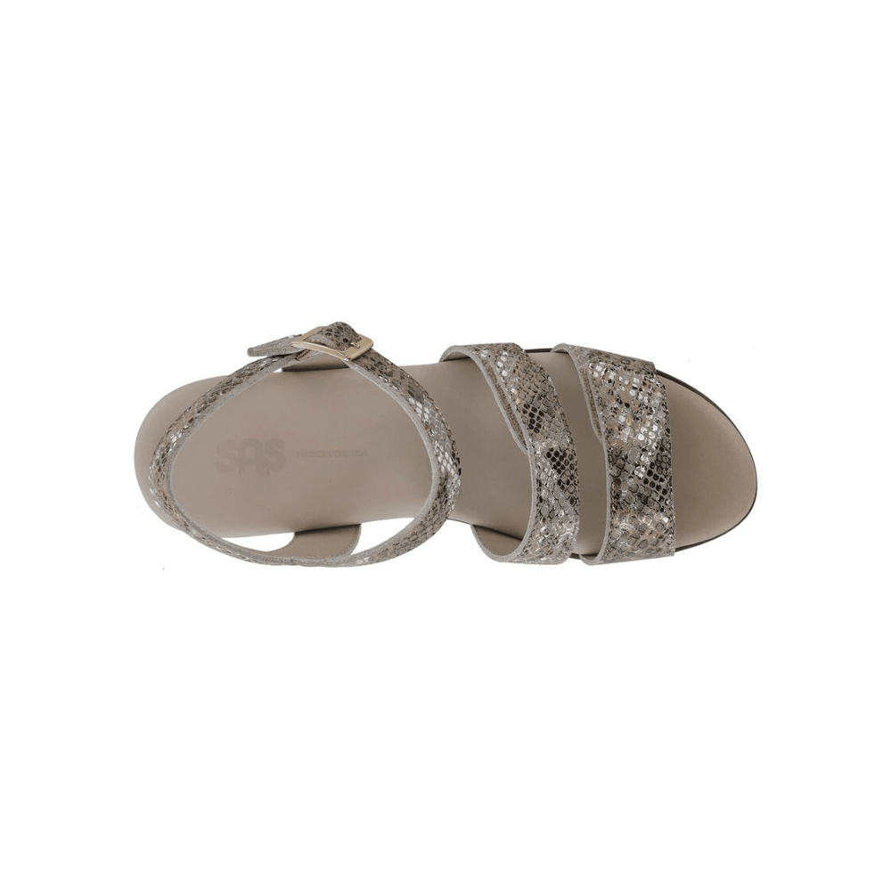SAS Women's Savanna Adjustable Strap Leather Sandal - Multisnake Gold 2