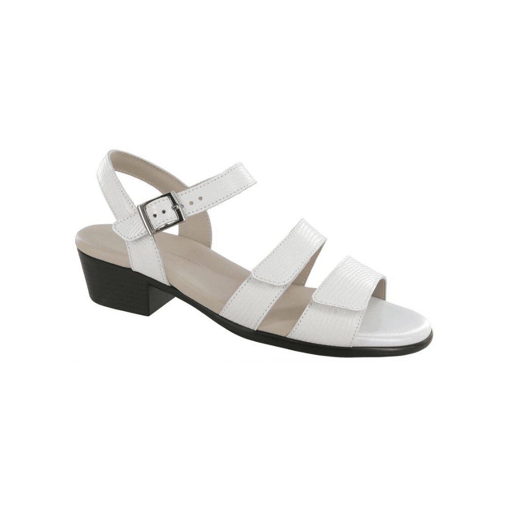 SAS Women's Savanna Adjustable Strap Leather Sandal - White Lizard 1