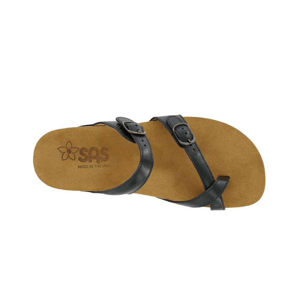 SAS Women’s Shelly Leather Adjustable Slide Sandal – Black 2