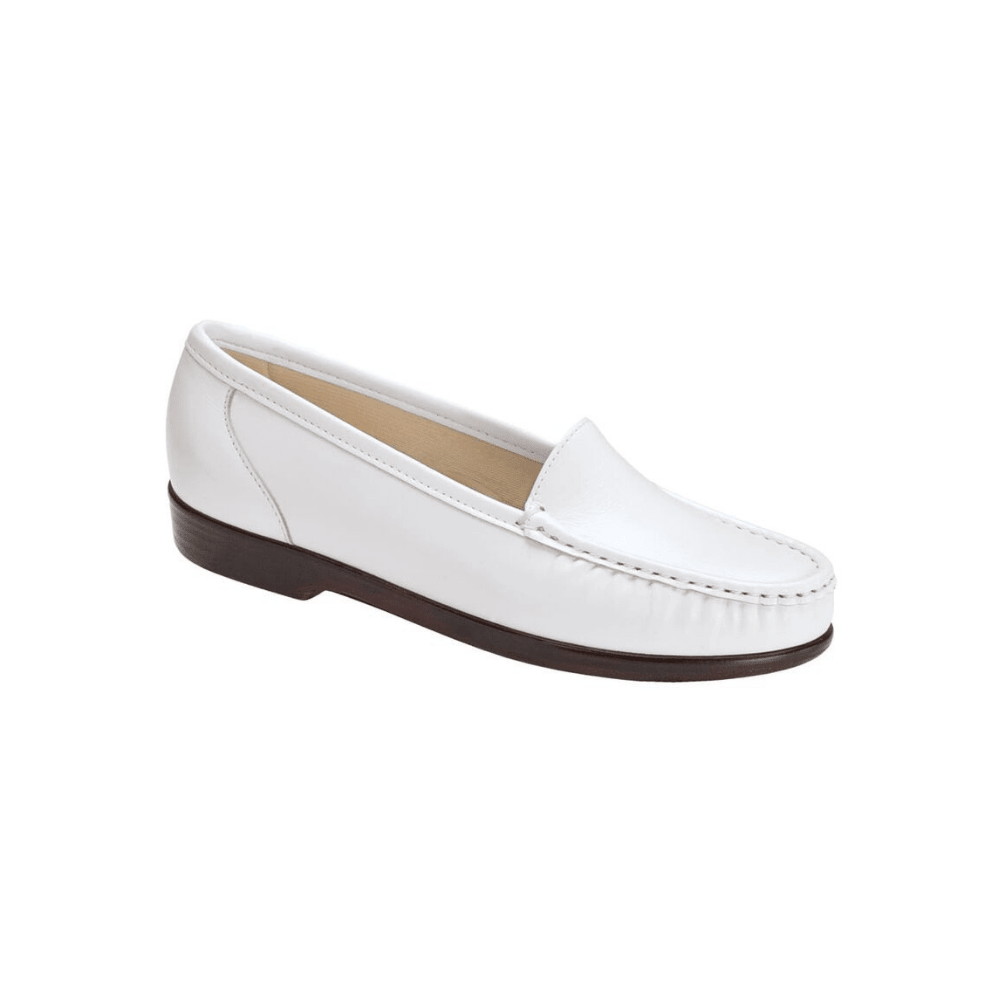 SAS Women's Simplify Leather Slip-On Loafer – White 1