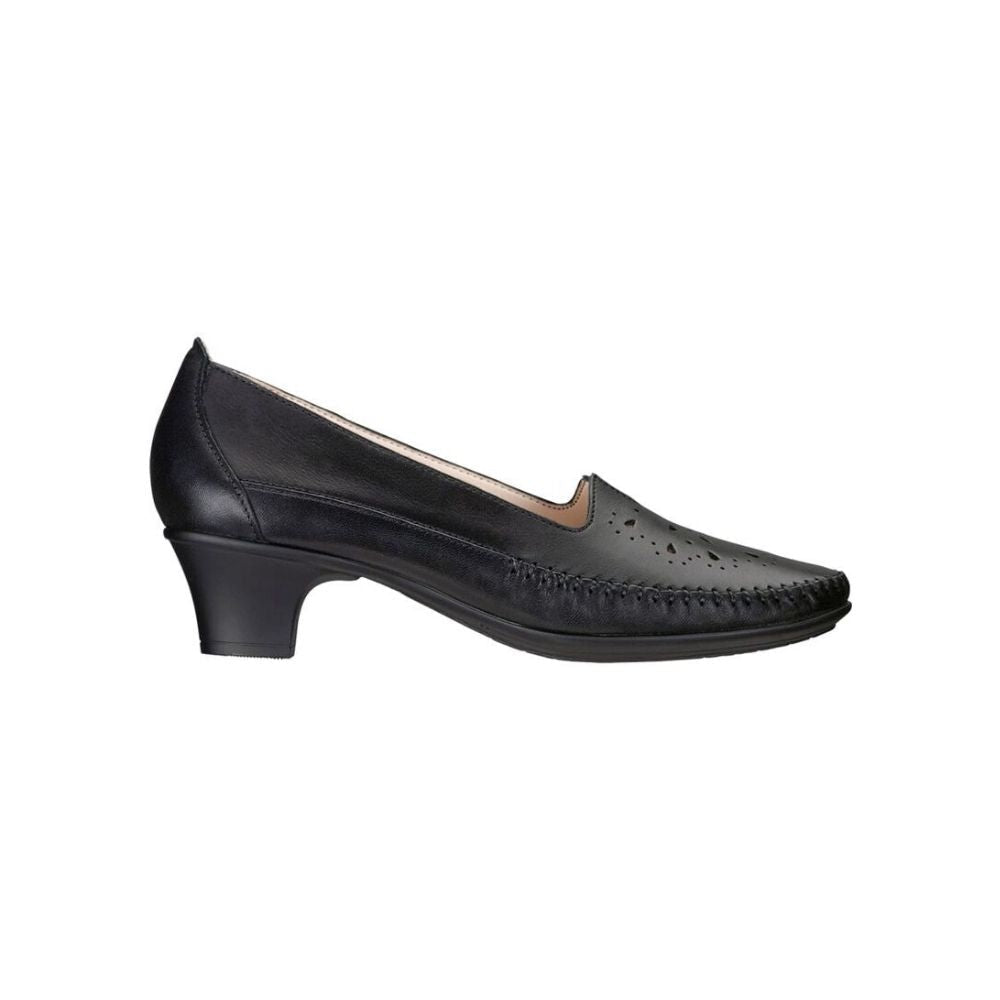 SAS Women’s Sonyo Slip-On Pump Leather Comfort Heel – Alfa Black 3