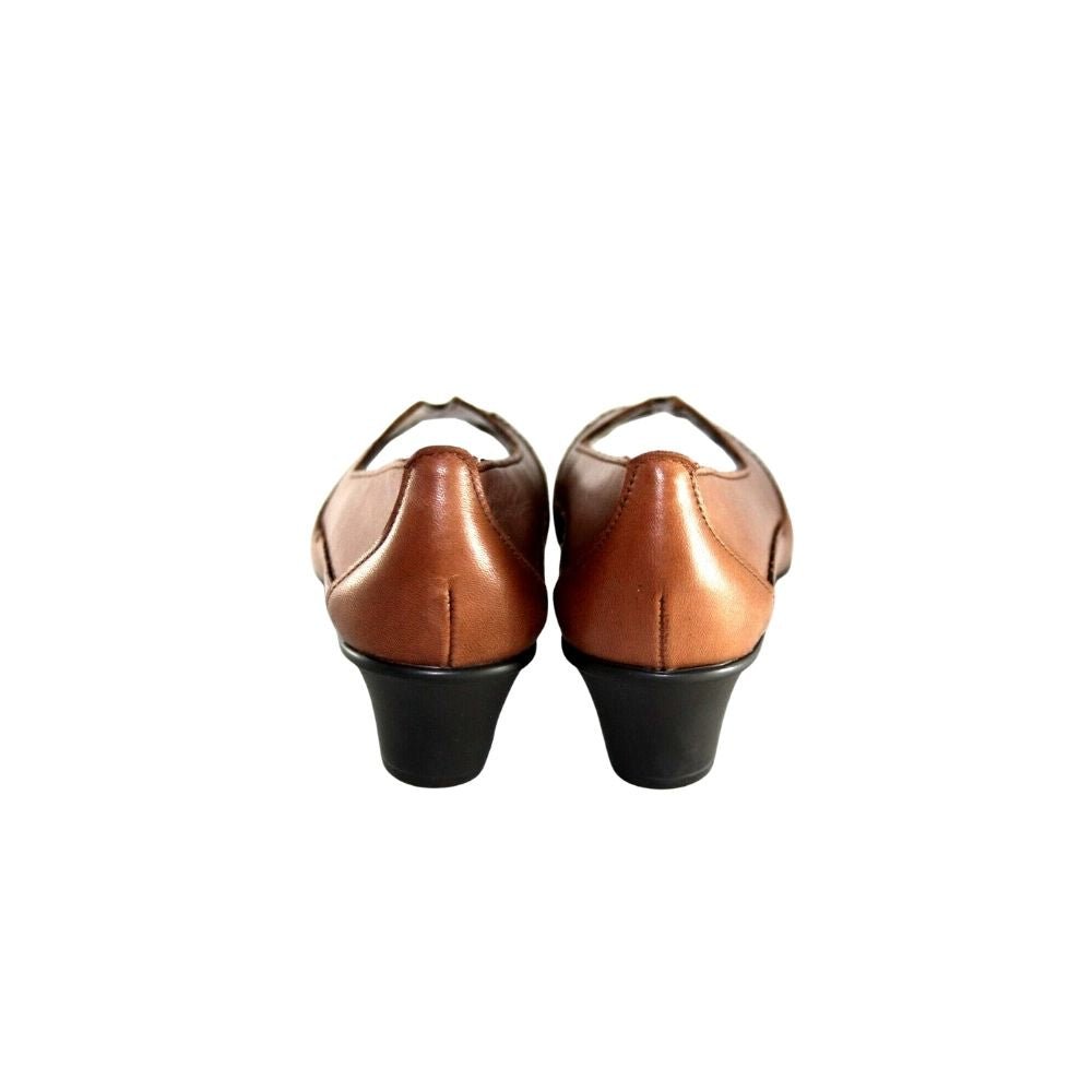 SAS Women’s Sonyo Slip-On Pump Leather Comfort Heel – Alfa Brown 3