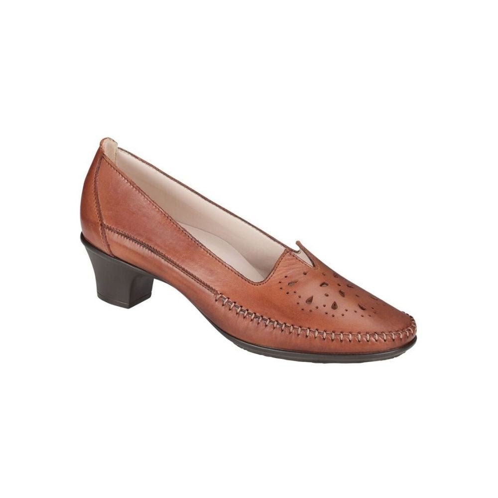 SAS Women’s Sonyo Slip-On Pump Leather Comfort Heel – Alfa Brown 1