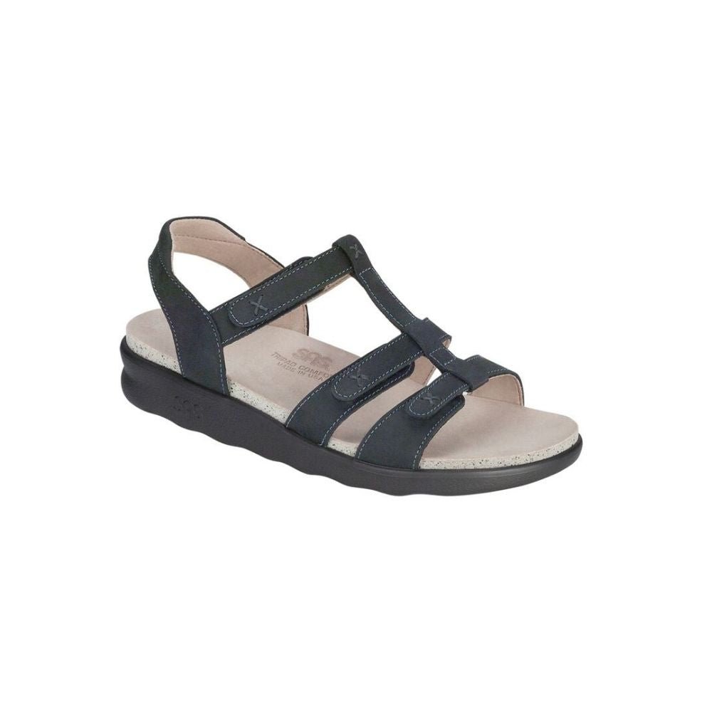 SAS Women’s Sorrento Leather Comfort T-Strap Sandal - Nero 1