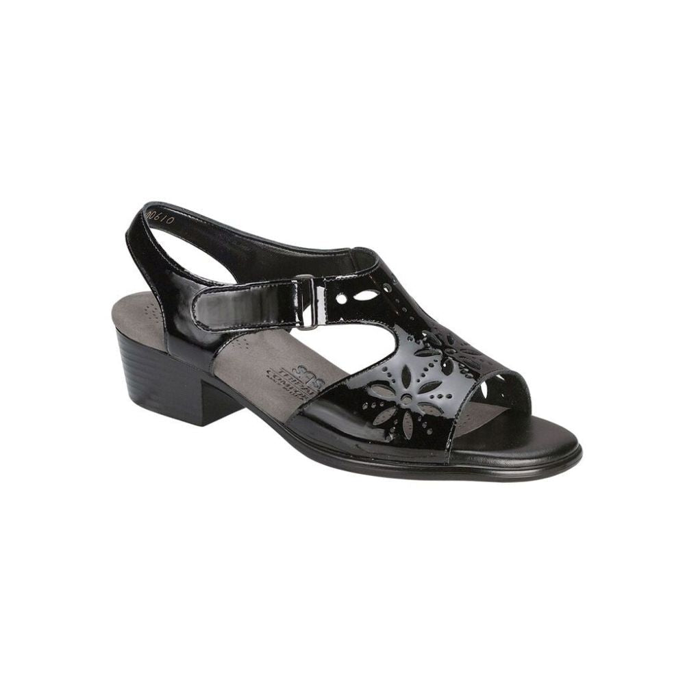 SAS Women’s Sunburst Comfort Dress Sandal – Black Patent 1