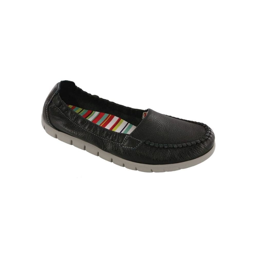 SAS Women’s Sunny Ultra-Flexible Folding Leather Flat Shoe – Black 1