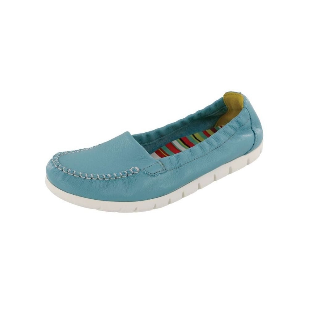 SAS Women’s Sunny Ultra-Flexible Folding Leather Flat Shoe – Teal 6