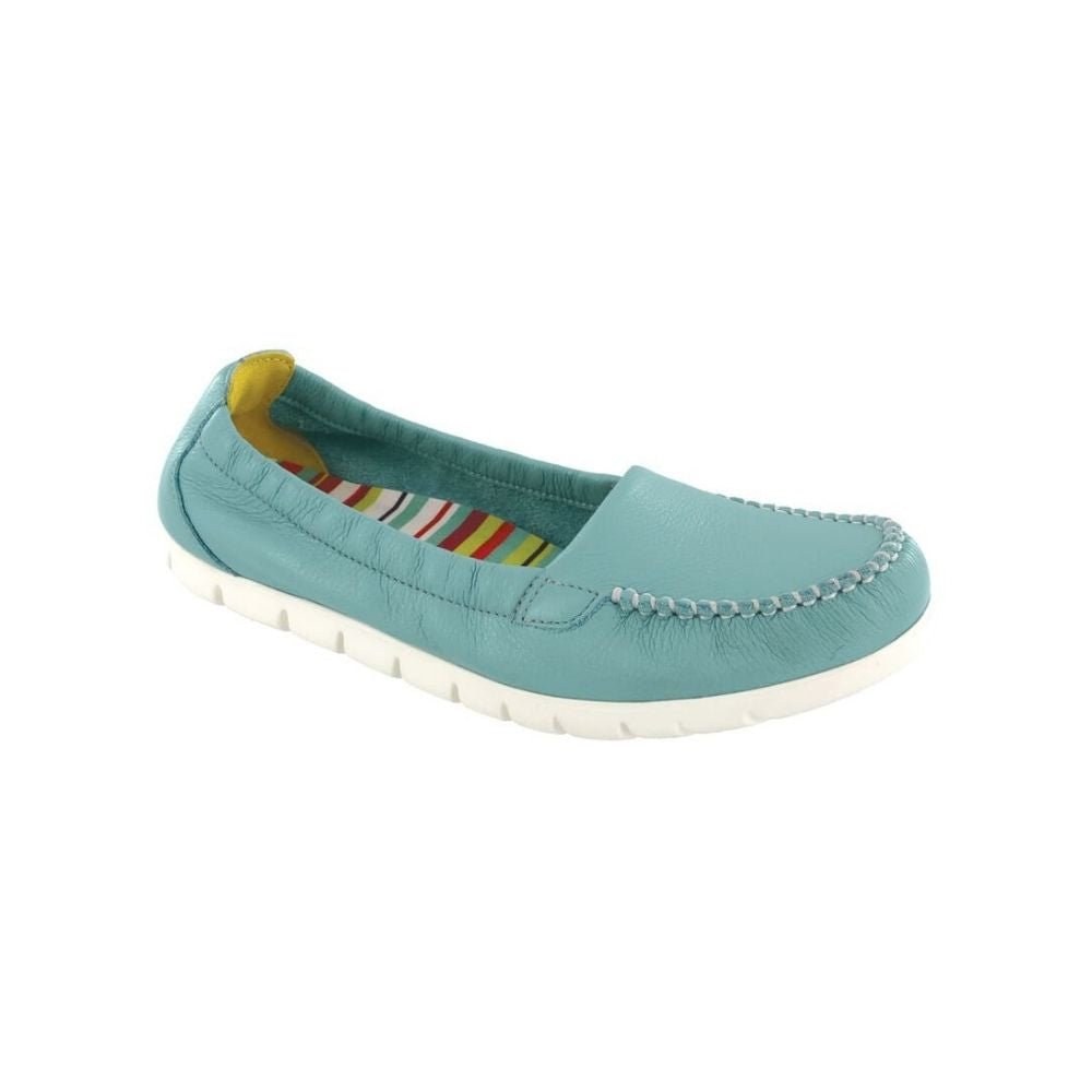SAS Women’s Sunny Ultra-Flexible Folding Leather Flat Shoe – Teal 1