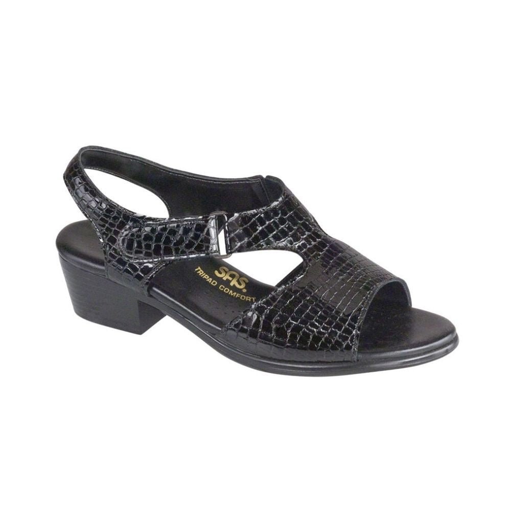 SAS Women's Suntimer Adjustable Leather Sandal - Black Croc 1