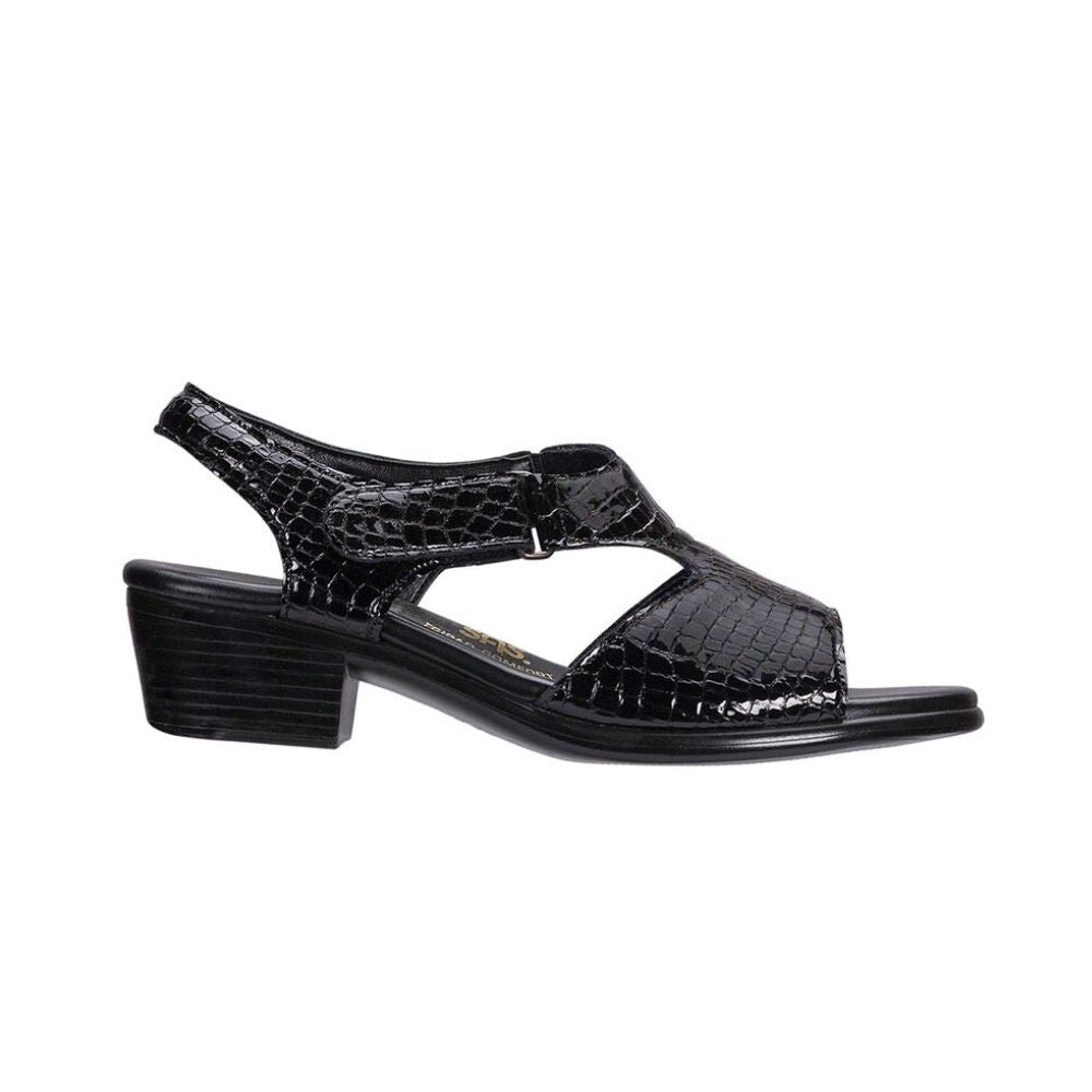 SAS Women's Suntimer Adjustable Leather Sandal - Black Croc 2