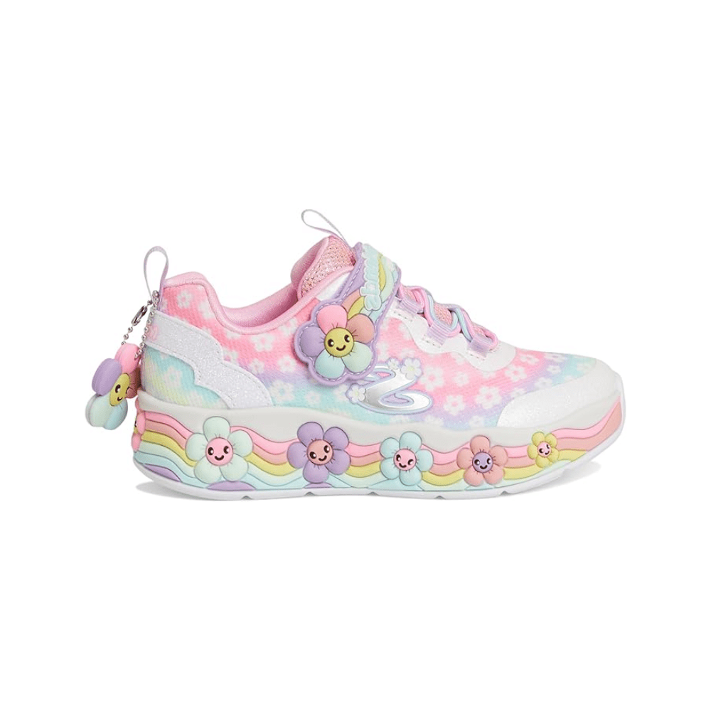 Skechers Girls Flower Friends Kid's Sneakers, White Multi 1