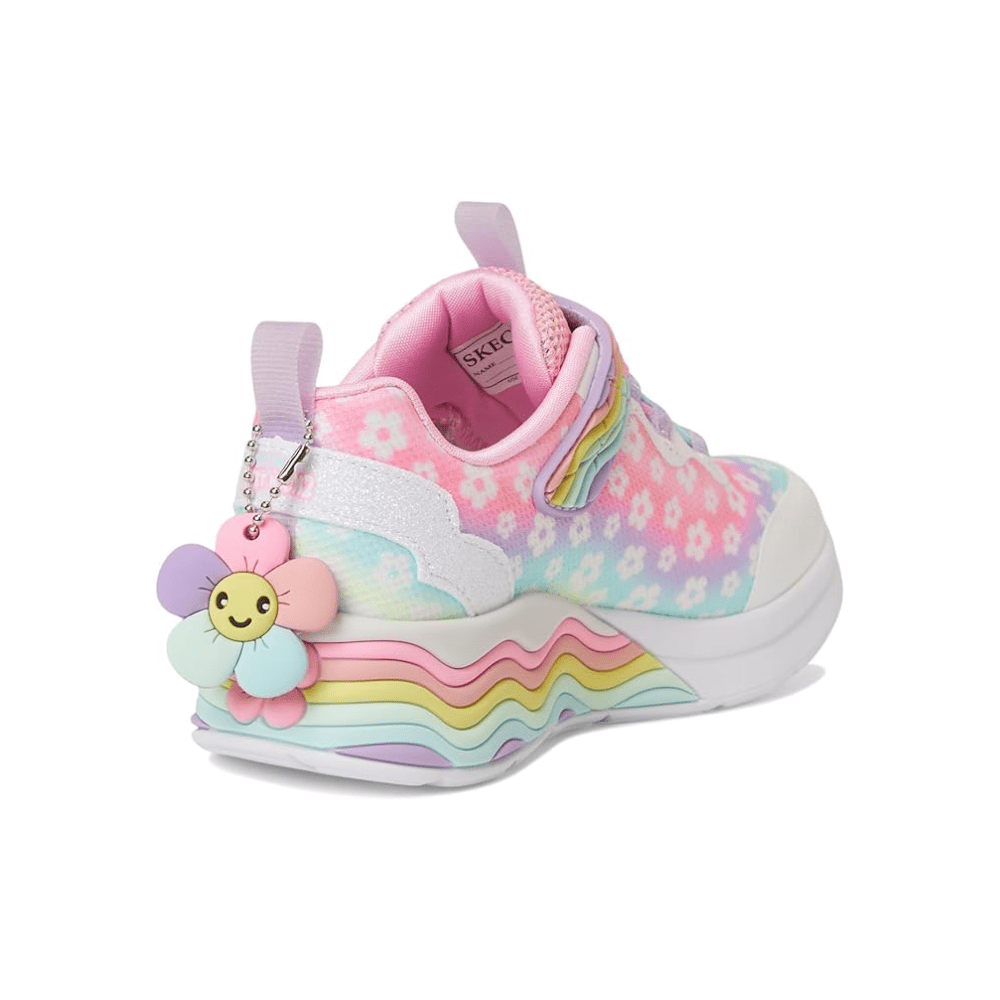 Skechers Girls Flower Friends Kid's Sneakers, White Multi 5