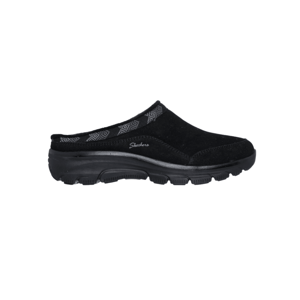 Skechers Women’s Easy Going – Seasonal Grace Suede Clog Shoes – Black 1