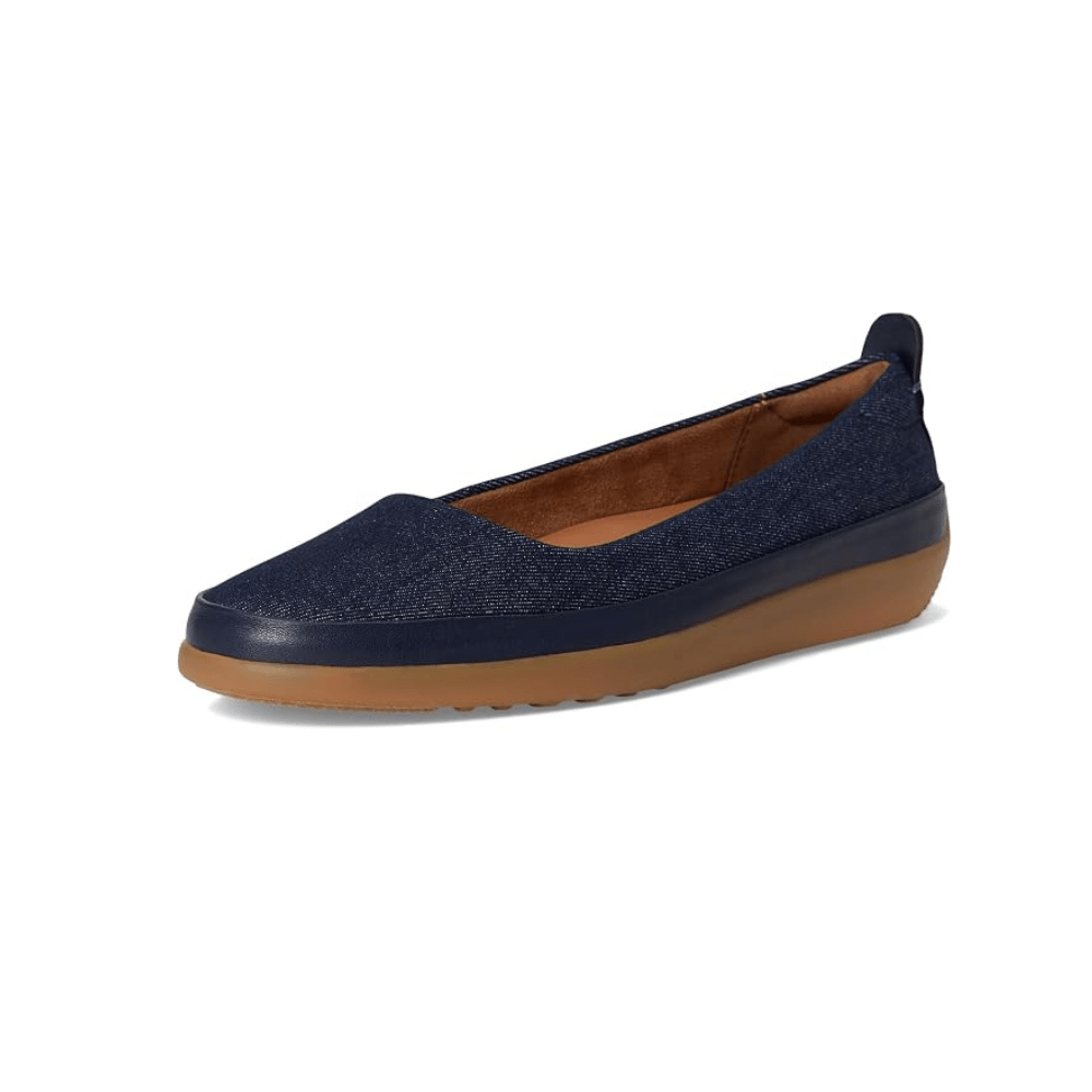 SoftWalk Disa Women's Asymmetric Leather Slip-On Flat - Denim Blue 5