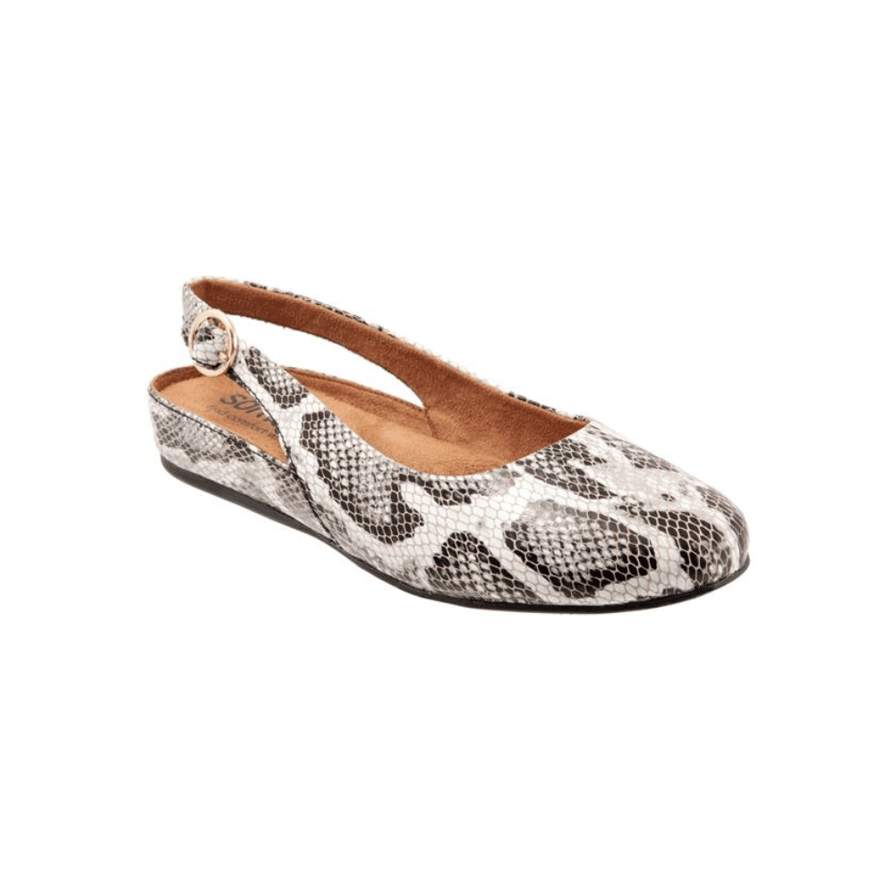 SoftWalk Sandy Women's Slingback Flat - Black/White Snake 1