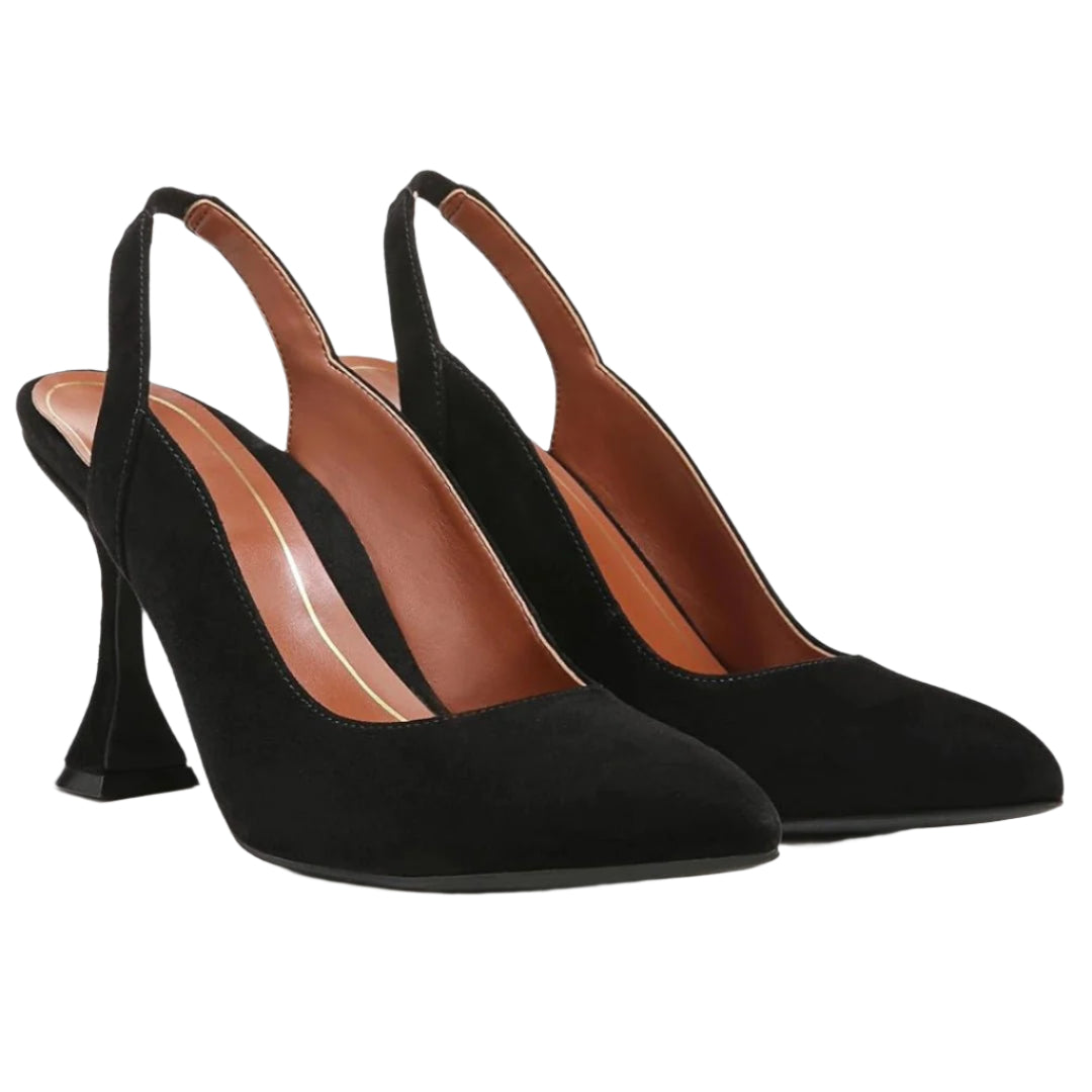 Vionic Women's Adalena Slingback Heeled Dress Shoe Black Suede 1