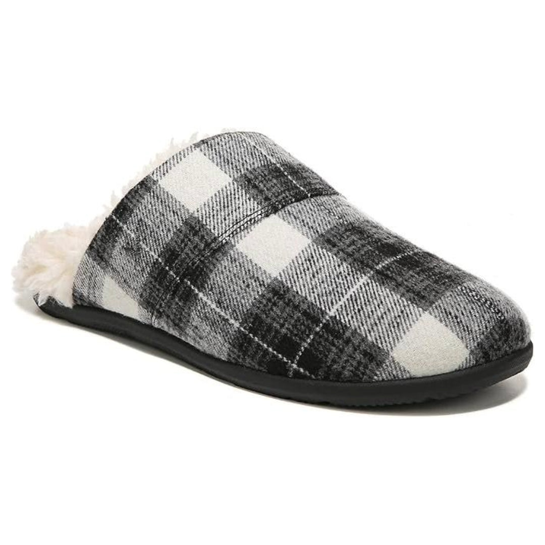 Vionic Alfons Men's Orthotic Comfort Slipper Black Plaid 1