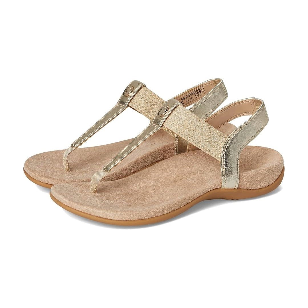 Vionic Brea Toe Post Slingback Sandal Gold Metallic Leather I9863L2700 2