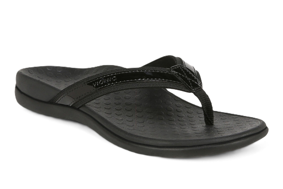 Vionic TIDE II Toe Post Black Women's Flip Flop Sandals - Women's SandalVionic